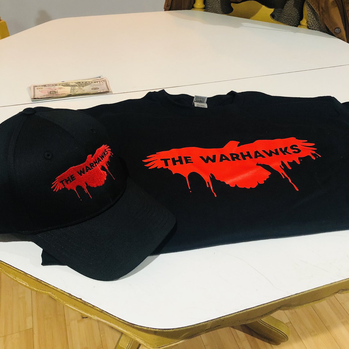 TheWarhawksNJ's tweet photo. New limited run of merch available just in time for tour. Thank you @logowearhouse for the quick turnaround!

Hats and T-shirts for sale at all upcoming shows. DC up first @pieshopdc. See you soon 🤟

#neverlookedsogood https://t.co/EY43pXDHmK