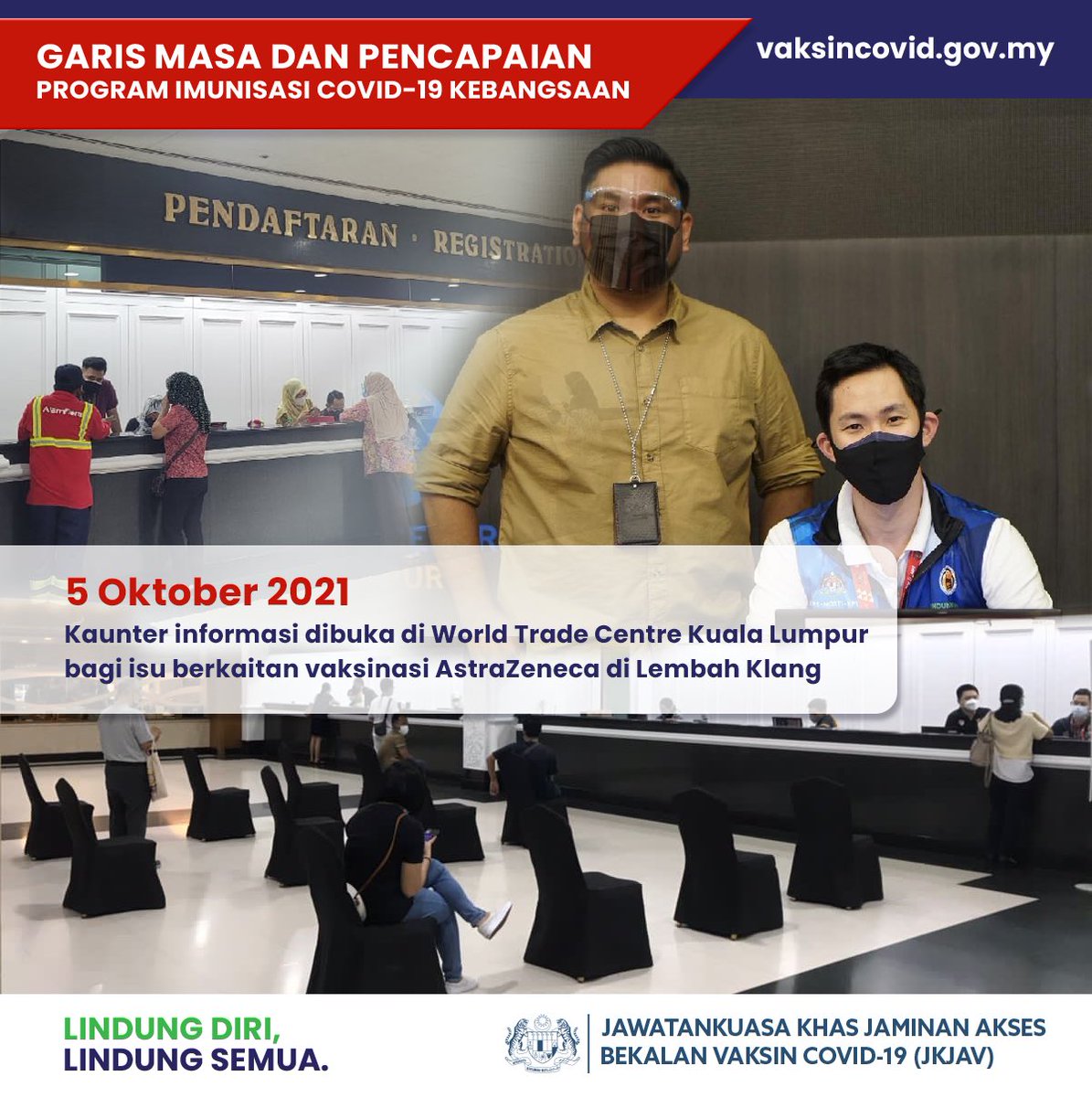 JKJAVMY's tweet photo. #SingkapanPICK #ThrowbackPICK Selepas penutupan semua PPV AstraZeneca di Lembah Klang, satu kaunter informasi dibuka di World Trade Centre Kuala Lumpur bagi tujuan membantu menyelesaikan kes-kes berkaitan vaksinasi AstraZeneca. https://t.co/n3nbFasxhp