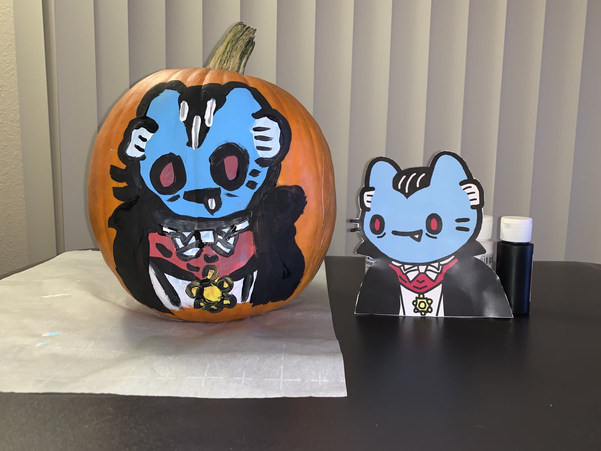 Inkx1919's tweet photo. I'm not a great painter and I'm a bit rusty on the computer but I had fun working on the @coolcatsnft pumpkin art! https://t.co/1ipGztSMMw