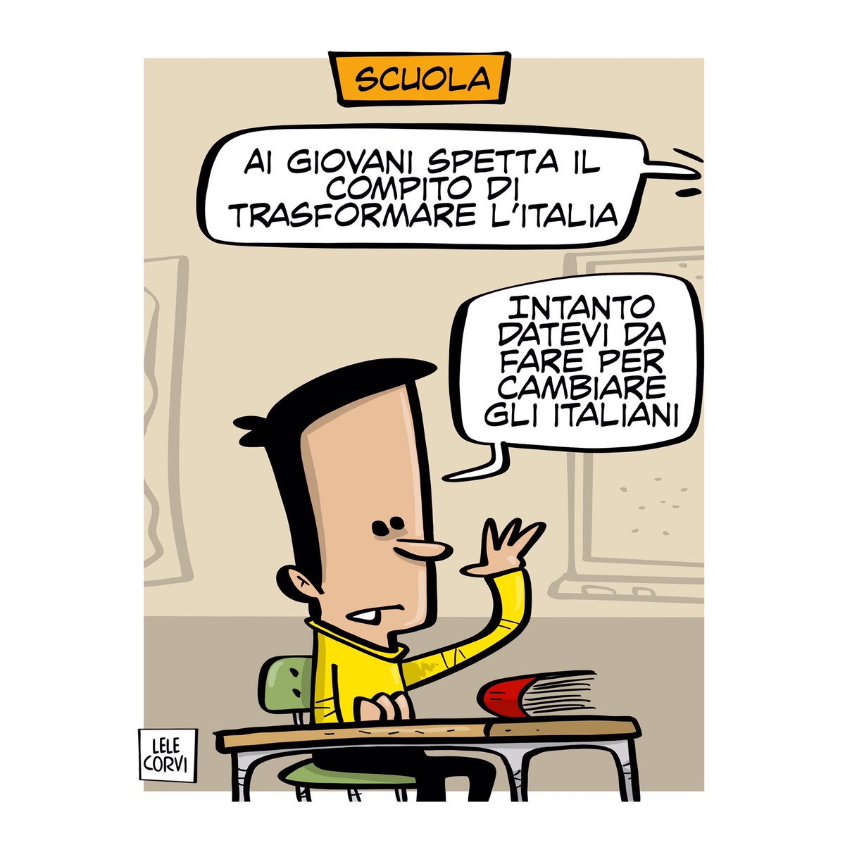 Oggi su @ilmanifesto 
.
#vignetta #vignette #ilmanifesto #lelecorvi #draghi #mariodraghi #scuola #giovani #ragazzi #nuovegenerazioni #cambiamento #cambia #cambiamenti #italia #italiani