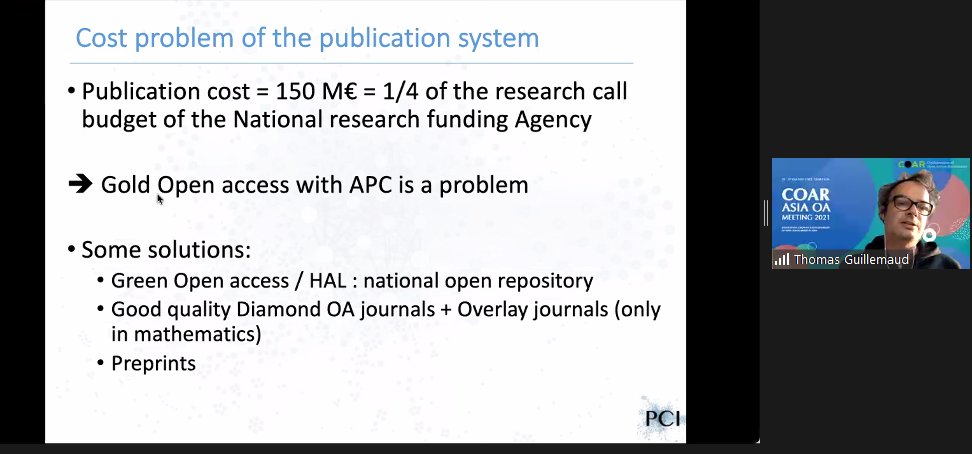 NTU Library (@ntusglibrary) on Twitter photo Cost of publishing is a problem, even for developed country such as France.
<a href="/ThomasGuillem/">Thomas Guillemaud</a> is introducing Peer Community in
#AsiaOA #OpenScience #OpenAccess #scholcomm #repositories #OAweek <a href="/coar_ev/">COAR</a> <a href="/asian_OA/">Asian OA community</a> <a href="/asia_open/">Open Access South Asia</a> Cost of publishing is a problem, even for developed country such as France.
<a href="/ThomasGuillem/">Thomas Guillemaud</a> is introducing Peer Community in
#AsiaOA #OpenScience #OpenAccess #scholcomm #repositories #OAweek <a href="/coar_ev/">COAR</a> <a href="/asian_OA/">Asian OA community</a> <a href="/asia_open/">Open Access South Asia</a>