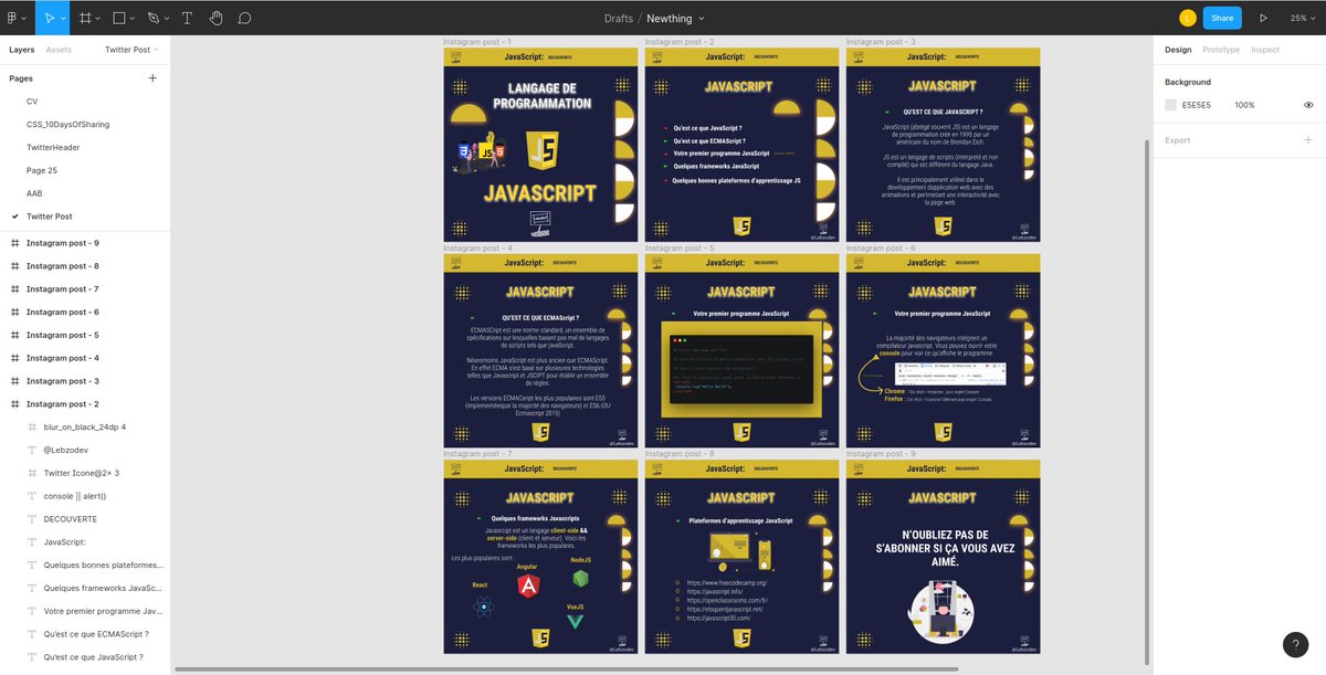 LebzoDev's tweet image. #devContent
🔸A long time behind the scenes, just busy.
🔸Come back while preparing a new post for IG folks 💪✌️
🔸Titled: *JavaScript Découverte*, so then stay turned i have a lot to share on JS🎉🥂
#codingForBetterLife #javascript
#figma