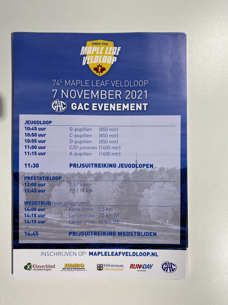 Run2DayHsum's tweet image. Inschrijven voor Maple Leaf Veldloop dat kan in de winkel. Tot zo!