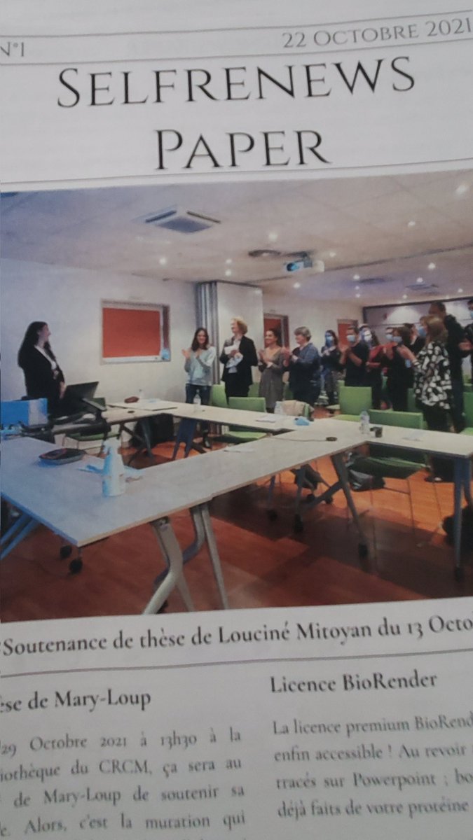 A new entrant in the lab! Welcome to the SELFRENEWS PAPER, an internal gazette that relates our lab life. Thank you <a href="/CeliaRouault/">Rouault Célia</a> and <a href="/CastagneMartin/">Martin Castagné</a> for the idea and the editing!