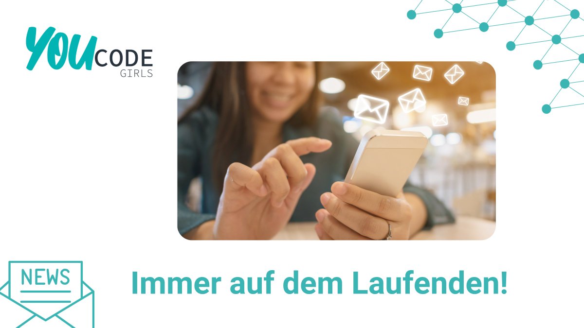 youcodegirls's tweet photo. Alle Neuigkeiten zu #YouCodeGirls als Erste erfahren: Mit unserem Newsletter bleibt ihr immer auf dem Laufenden. Hier geht's zur Anmeldung: https://t.co/l8UOA0vlIO
#coding #programmieren #codinggermany https://t.co/cQeJIuE0bA