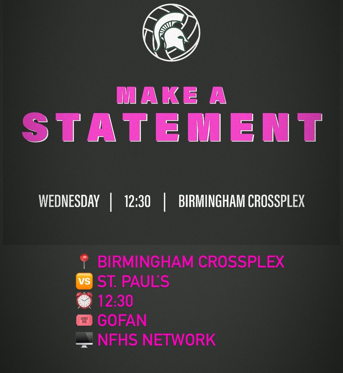 Game information. Students, check your email for details about attending the game. We want to see you there!

*game is in Bill Harris Arena at Birmingham CrossPlex*