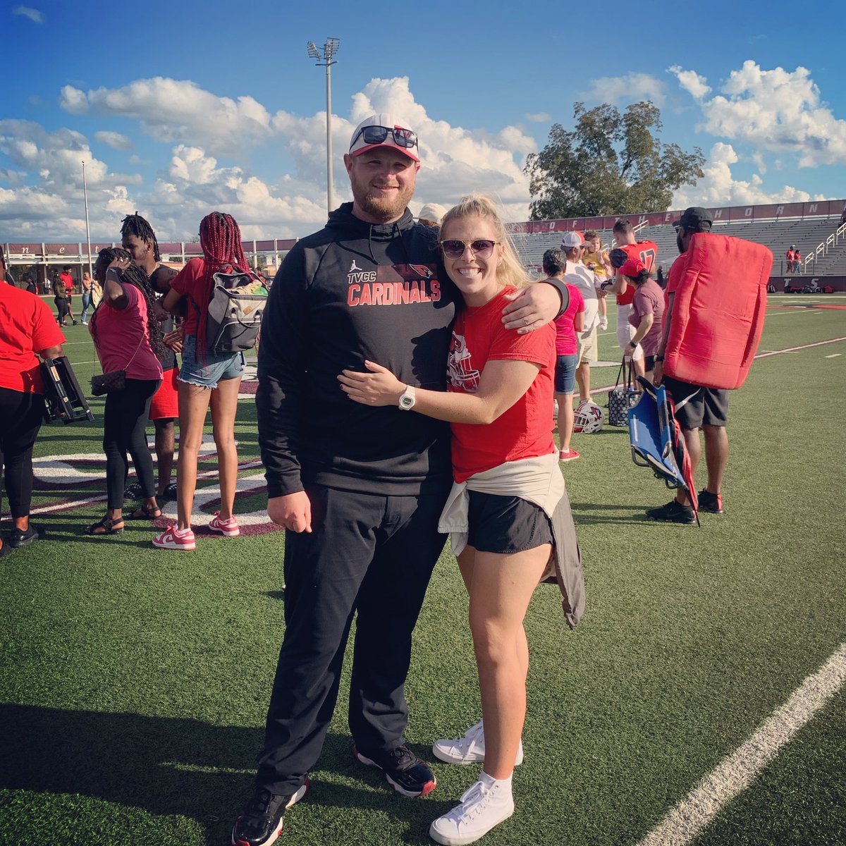 maddiewerth's tweet photo. Just realizing I forgot to post this weeks game day photo ... 🤦🏼‍♀️

Even though they didn’t get the “W”, I still had a great time cheering on the TVCC Cards and watching my guy do what he loves‼️❤️ 

@coach_uselton https://t.co/4NgvBrx3qN