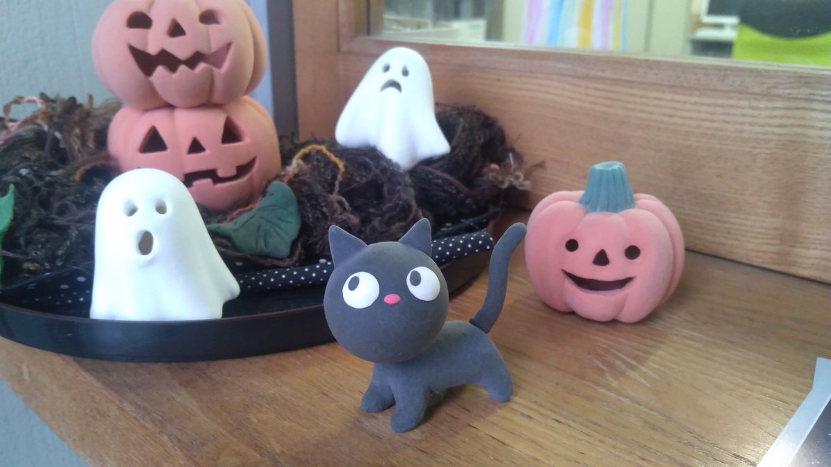 ☆ハロウィン☆猫ちゃん祭り☆粘土作品☆一点物☆壁掛け☆