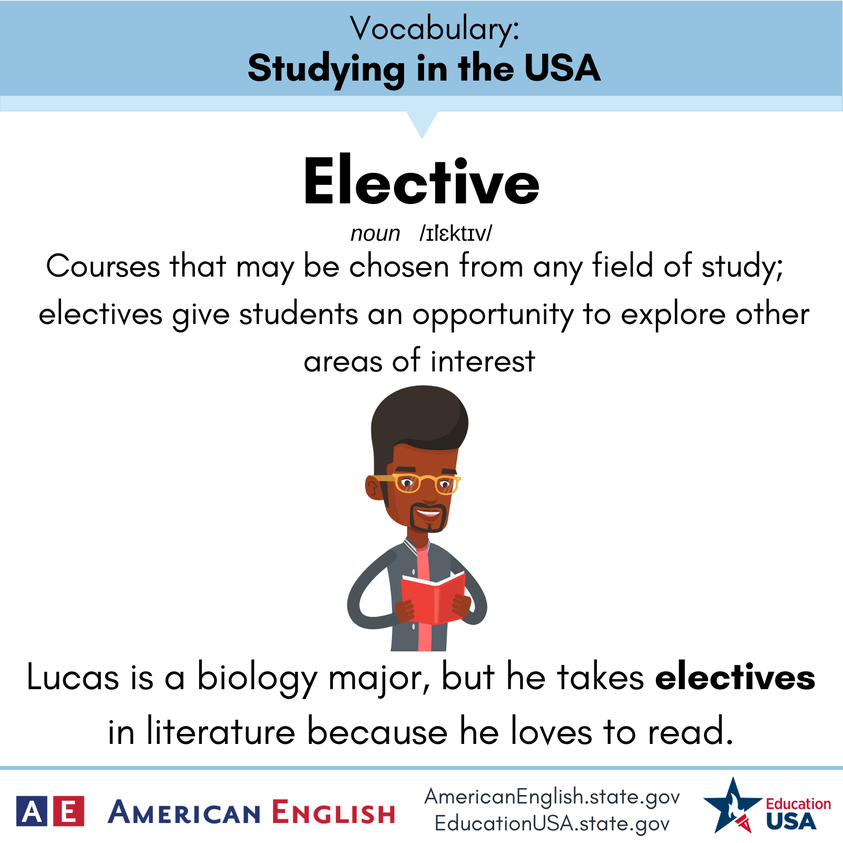 EdUSASyria's tweet image. What elective courses would you take, if you had the option? If you’re interested in learning more about how you can study in the United States, please go to ow.ly/kQO850GedHX #StudyWithUs #AmericanEnglish #ElectiveCourse