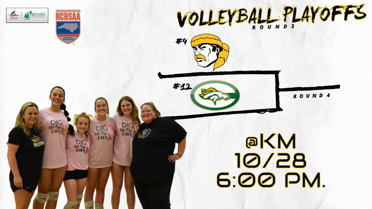KMHS_Athletics's tweet photo. @NCHSAA 3RD VOLLEYBALL PLAYOFF GAME IS SET.  WE NEED THE  GYM ROCKING WITH KM FANS...#ROCKTHEMOUNTAIN https://t.co/64fxqBxPmV