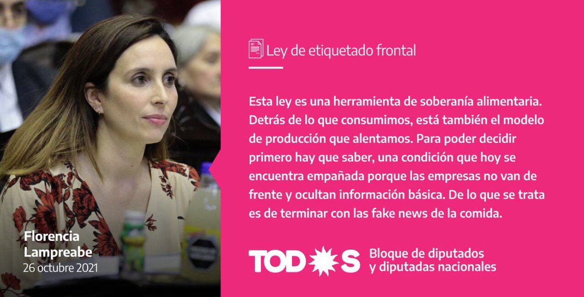 💬 @FlorLampreabe durante el debate del proyecto de ley de etiquetado frontal. 

#EtiquetadoClaroYA