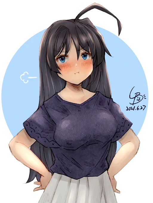 #今年も残りわずかなので今年一番伸びた絵を貼る
梅雨グラの加古ちゃん! 