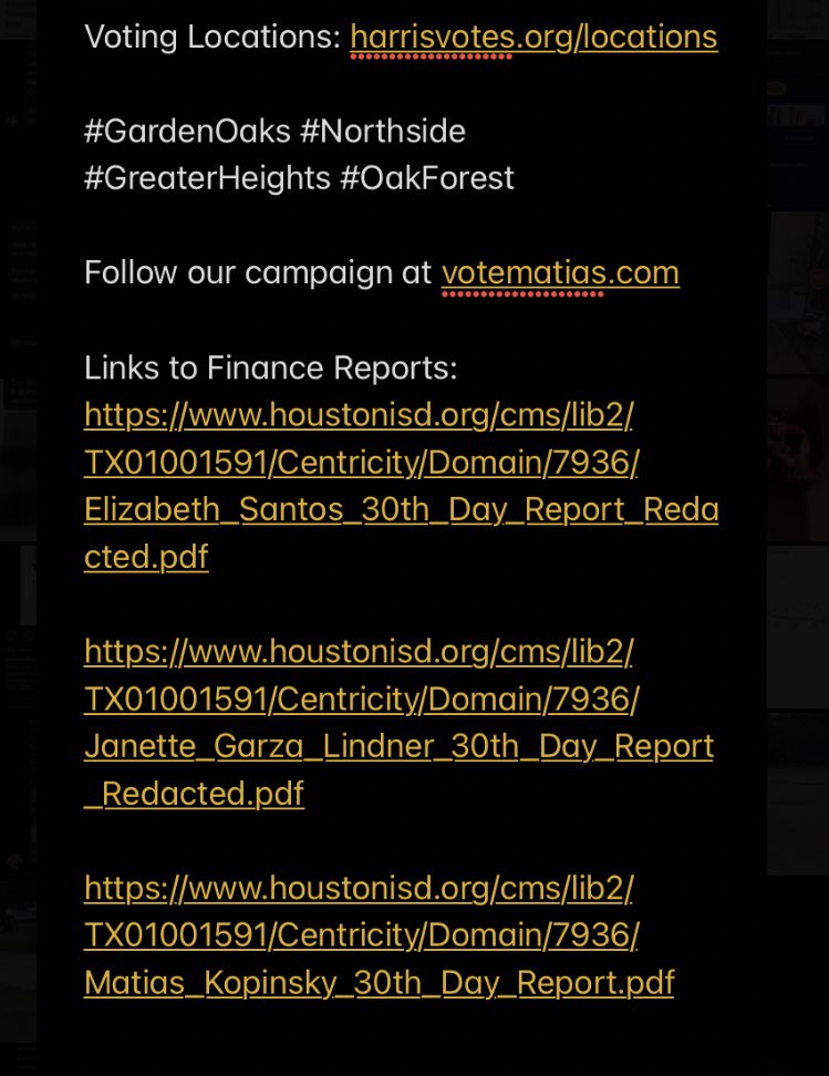 Let’s wait until the next report comes out this week to see which other special interest groups are funding my opponents in this LOCAL HISD race.

Early Vote: NOW until Friday Oct 29 / 7 AM-7 PM
Election Day: November 2, 2021 / 7 AM-7 PM
Voting Locations: harrisvotes.org/locations