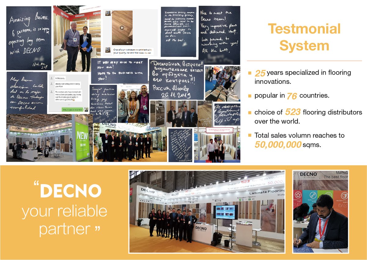Flooring_SPC's tweet photo. #DECNO--Manufauture the Best #Flooring For Brands!
And we are so proud that we are recognized by our clients and new friends.
Whatsapp/ Wechat: +86 17736066787
E-mail: sales@decnoflooring.com
Website: https://t.co/Di8uNxU5Dz
DECNO-- professional & reliable manufacturer of #China https://t.co/zBTzK20DGg