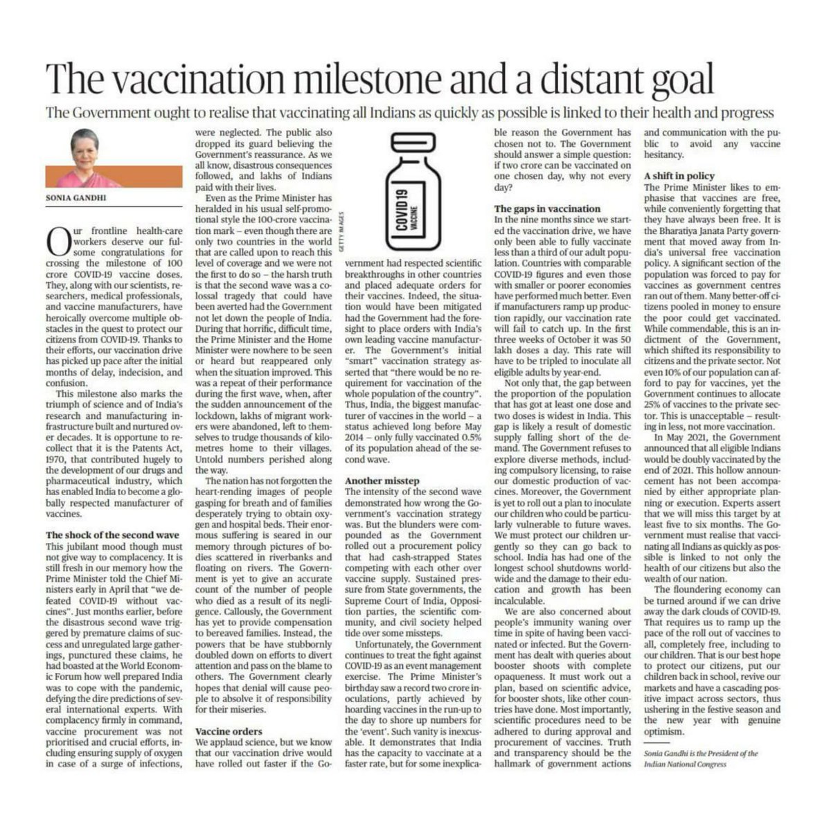 RahulGandhi's tweet photo. Jumla-version of the vaccine story won’t save lives. 
Actual vaccination will. 

#DutyToVaccinate https://t.co/oFRBWkHwMW