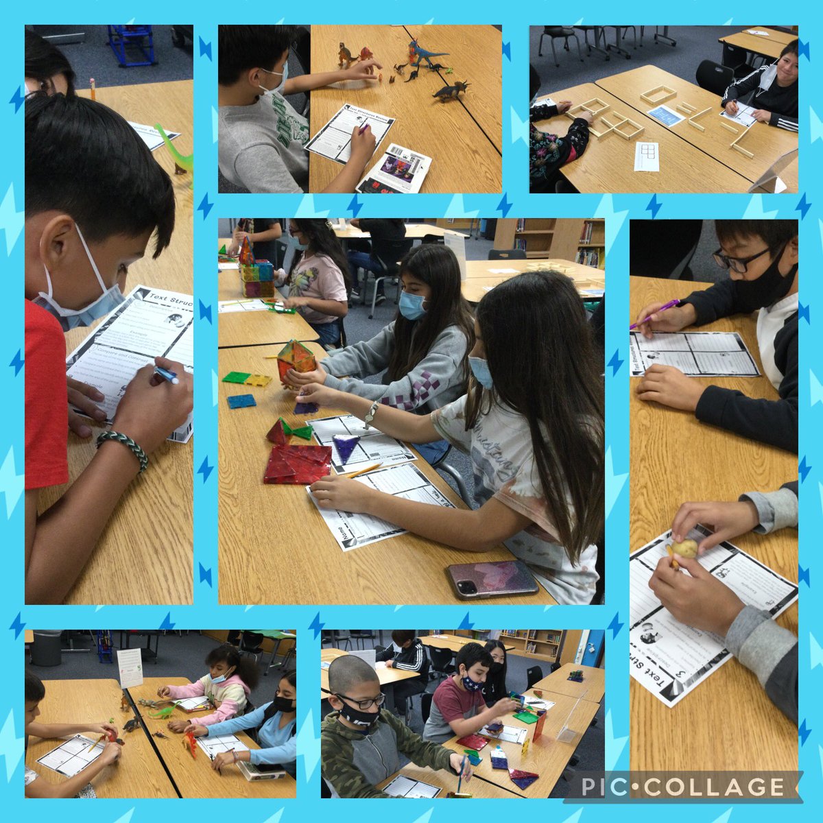 SOeducating's tweet photo. Thank you Ms. Eichler! Speaking and writing practice in the library! ELs put their text structure knowledge into action.  @jordanmslibrary @JordanNISD @NisdBILESL https://t.co/0H1BnqkTdb