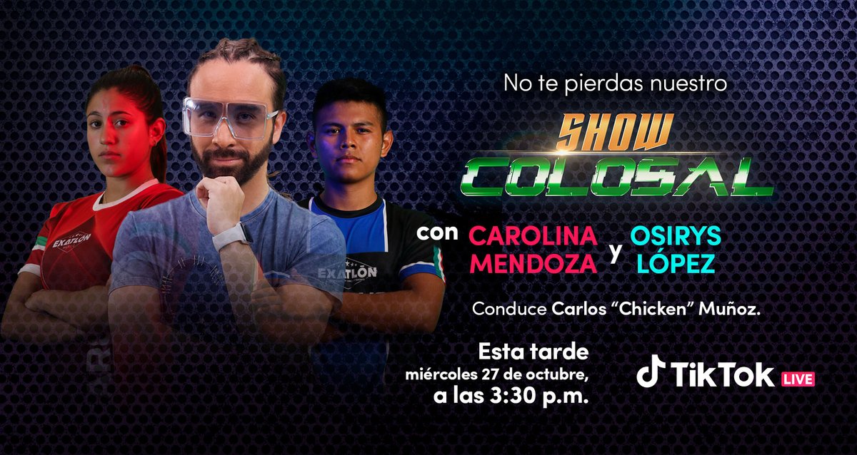 Este 𝗠𝗜𝗘́𝗥𝗖𝗢𝗟𝗘𝗦 𝗮 𝗹𝗮𝘀 𝟯:𝟯𝟬 𝗽.𝗺. tendremos un nuevo 𝗦𝗛𝗢𝗪 𝗖𝗢𝗟𝗢𝗦𝗔𝗟 con <a href="/carloschicken/">Carlos Chicken</a> e invitados de lujo, <a href="/caromsunshine_/">carolina</a> y 𝑶𝑺𝑰𝑹𝒀𝑺. 😎 ¡Transmisión en vivo 𝗘𝗫𝗖𝗟𝗨𝗦𝗜𝗩𝗔 en 𝗧𝗶𝗸𝗧𝗼𝗸 𝗟𝗶𝘃𝗲! 🔵🔴 ➞ bit.ly/3pH2ffk