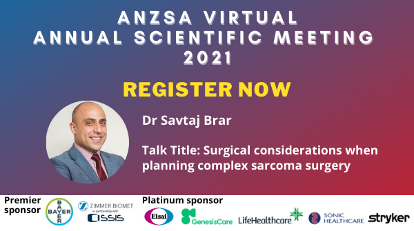 anzsarcoma's tweet photo. Our ASM is next week (5&amp;6 Nov) and we're really excited to hear from Dr @savbrar share about #surgical considerations when planning complex #sarcoma #surgery. Don't miss out and register today: https://t.co/zrrvuRxlWa https://t.co/qTB8dDRxQg