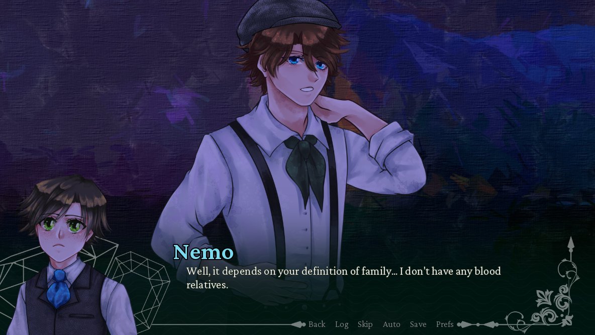 ArimiaDev's tweet photo. I'm writing a Victorian-esque vampire mystery visual novel that's my favorite writing I've done so far, please play it when it comes out later this year 💜 https://t.co/fFyeT79eOk