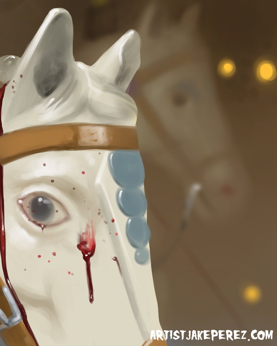 JakePerezArt's tweet photo. Drawlloween Day 26 - Scary Go Round - #drawlloween #Drawlloween2021 #drawing #halloween #scary #screepy #scarygoround #merrygoround #carousel #artchallenge #art #horror #horrorart https://t.co/iL3VGRwW0w