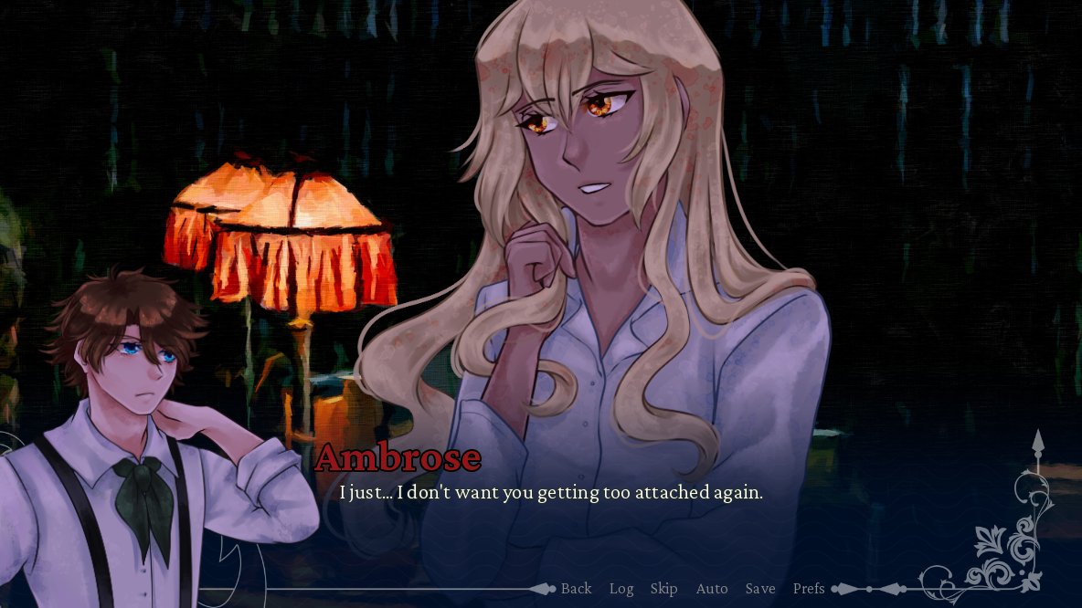 ArimiaDev's tweet photo. I'm writing a Victorian-esque vampire mystery visual novel that's my favorite writing I've done so far, please play it when it comes out later this year 💜 https://t.co/fFyeT79eOk
