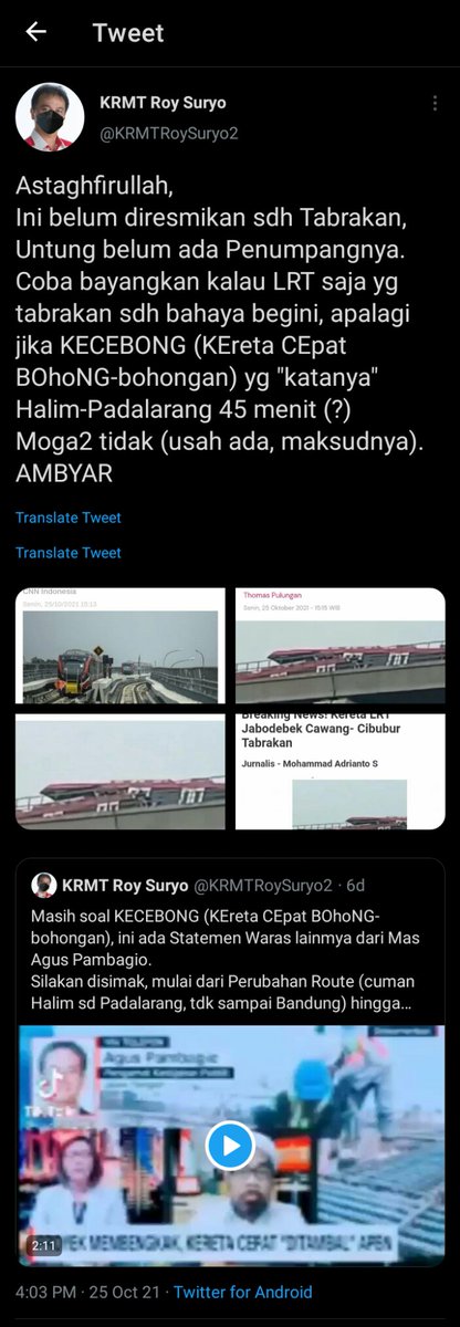 Saya bajingan &amp; bukan "orang baik - baik", tapi saya tak menjadikan tenggelamnya Nanggala 402 &amp; kecelakaan LRT sbg candaan/ olok²an. 

Kalau mau jadi bajingan, tak perlu bergelar KANJENG RADEN MAS TUMENGGUNG. 
.
.
Kanjeng Raden Mas Tumenggung malah seperti KENTUT SIGUNG. 
.
.