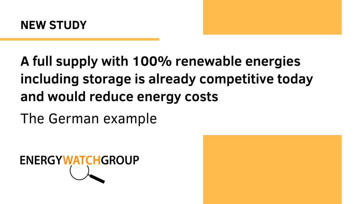 New EWG study responds to #EU debate on rising #energyprices: 

A full supply with 100% #renewables would already be economically competitive today compared to the current energy system based on #coal, #NaturalGas  and #nuclear!

Read the study here: energywatchgroup.org/new-study-elec…