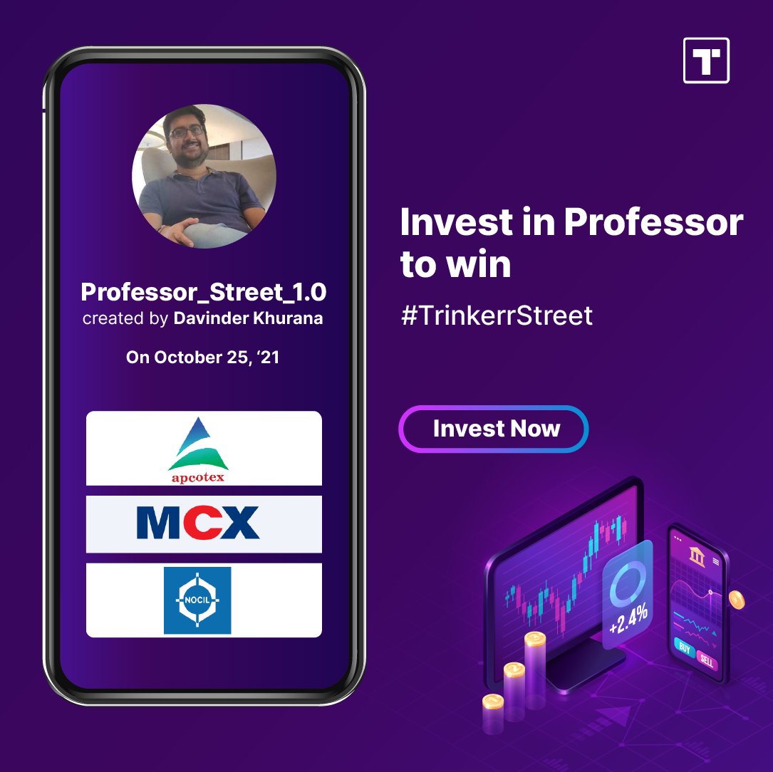 Trinkerr_IN's tweet photo. ⚡️The professor @iDavinderK  is here with his brand new picks! Sit tight and ride along for #TrinkerrStreet 1.0!🚀

💰Invest in this portfolio: https://t.co/6TVqzKFqWr

⚡️To know more and participate in competition, visit: https://t.co/tWkDQhzMKm

#Trinkerr #StockMarket https://t.co/L0SoCghx5X