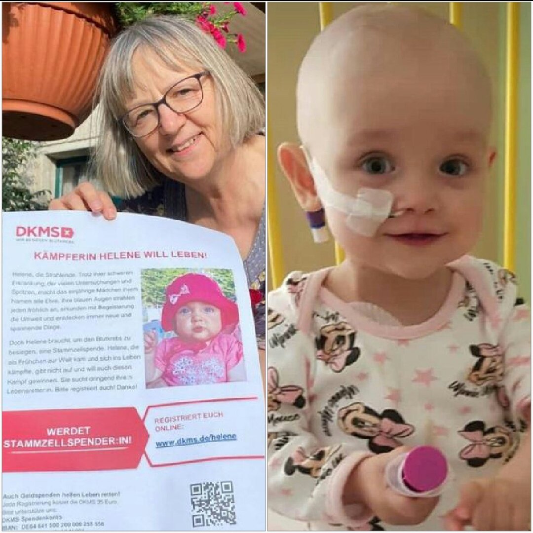 DRINGEND HILFE GESUCHT 🎗🙏❤

Die kleine Helene ist gerade 1 Jahr alt und leidet an einer sehr selten Form von Blutkrebs. Sie lebt hier in einem Nachbardorf.
Sie braucht dringend eine Stammzellenspende. 

Ich bitte euch, lasst euch testen. 🙏🙏