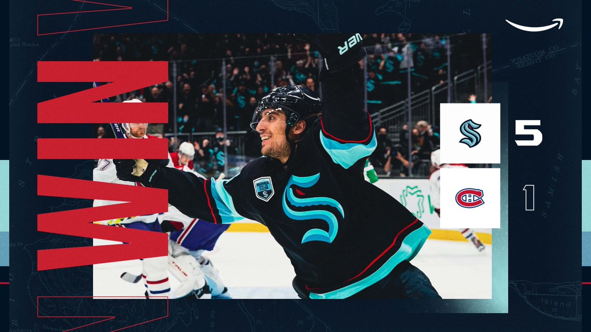 SeattleKraken's tweet image. OUR FIRST-EVER WIN AT @CLIMATEARENA!!! 

WE LOVE IT HERE!!! 💙