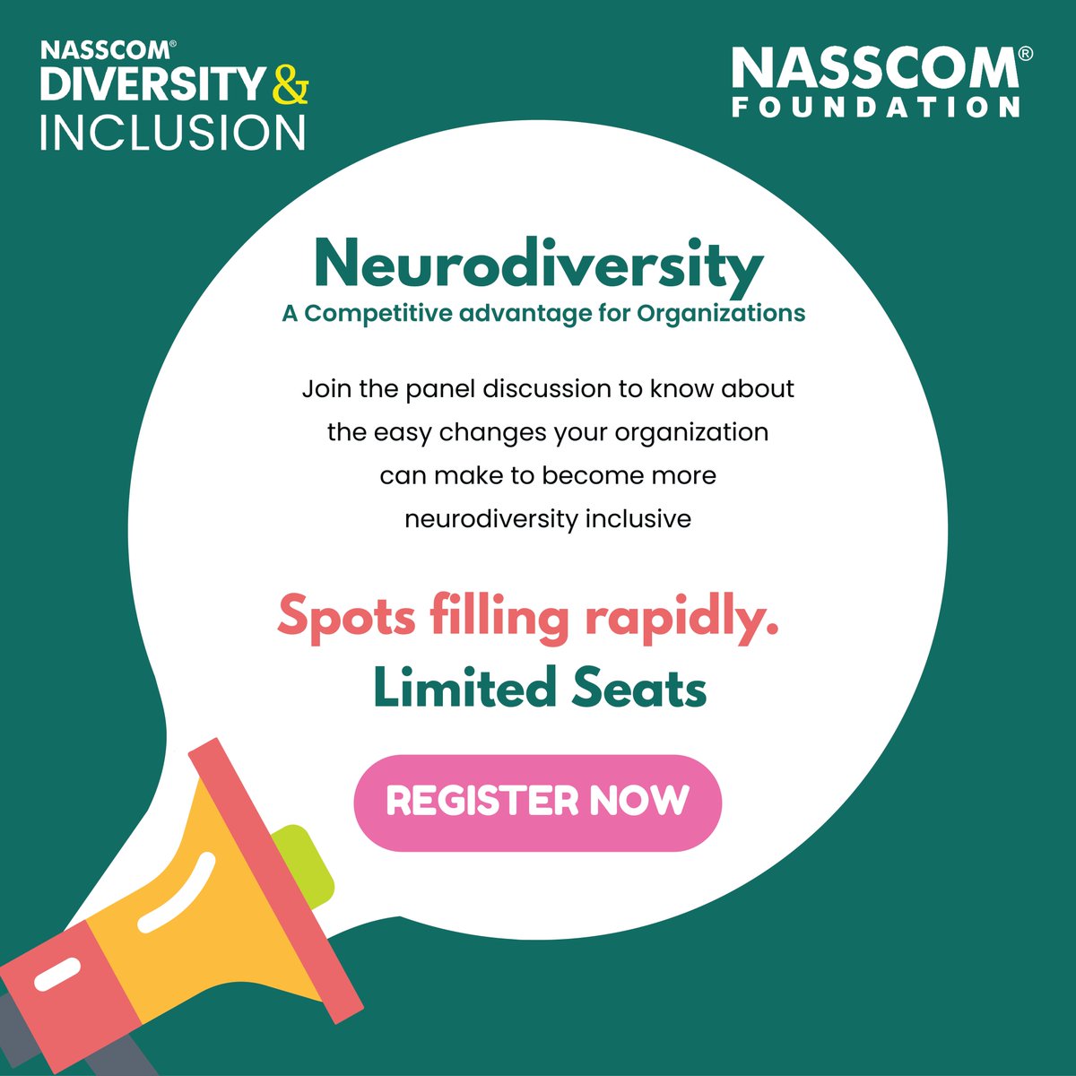 Do not miss the opportunity to know these simple steps that can make your organization more #inclusive. Join our session on #Neurodiversity #inclusion! Hurry up! Only limited seats left. 
Date: Thursday, 28th Oct 2021
Time: 5:00 PM to 6:00 PM
Register: bit.ly/3C9a0Oc