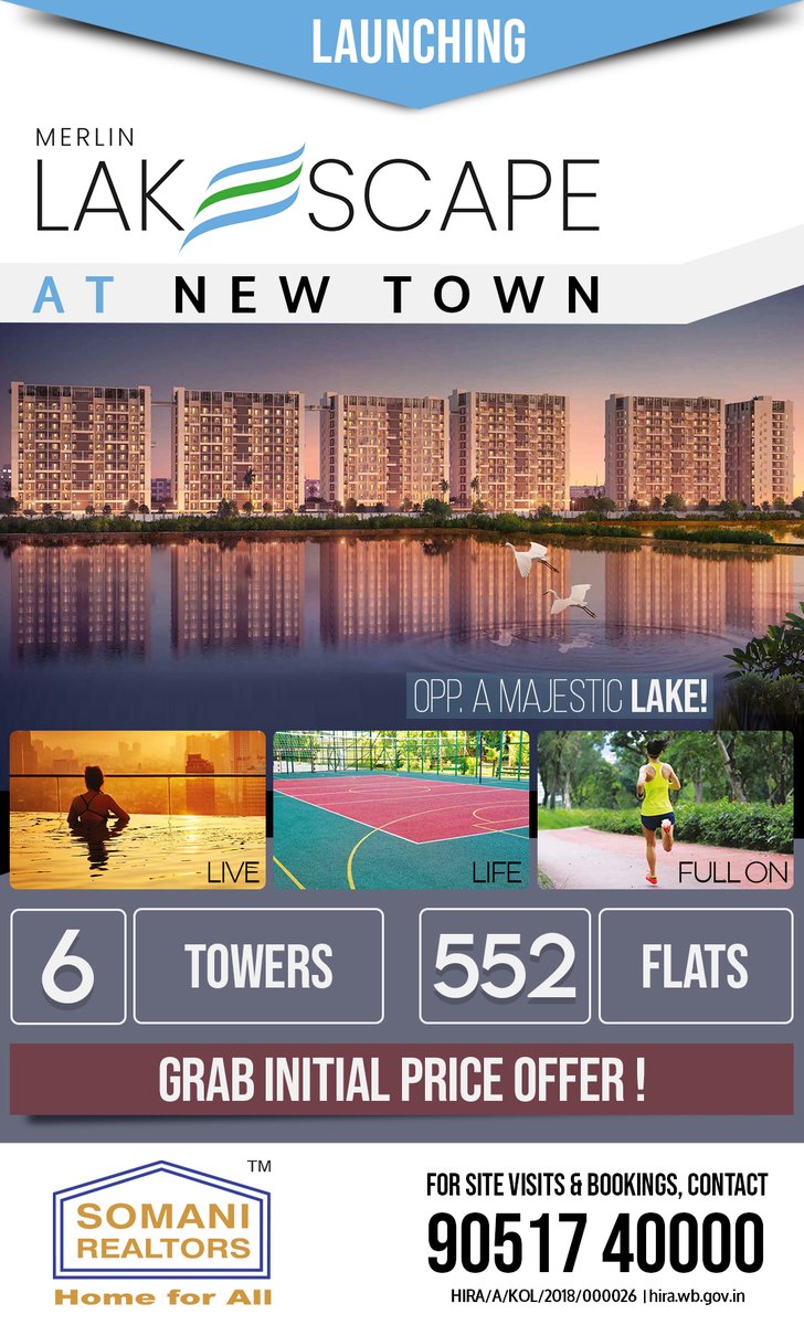 Launching MERLIN LAKESCAPE at NEW TOWN!

Live. Life. Full On!!

Call 9051740000 for details.

#SomaniRealtors #MerlinLakescape #RealEstate #NewTown