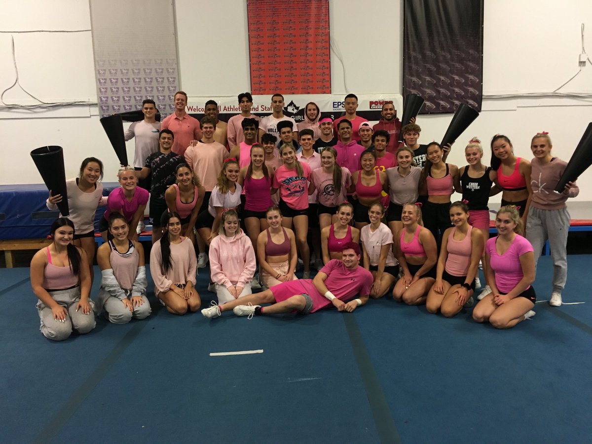 Western Coed Cheer  - Pink Practice for Breast Cancer Awareness Month. #runwithus, #westernmustangs, #westernu, #breastcancerawareness #UWO