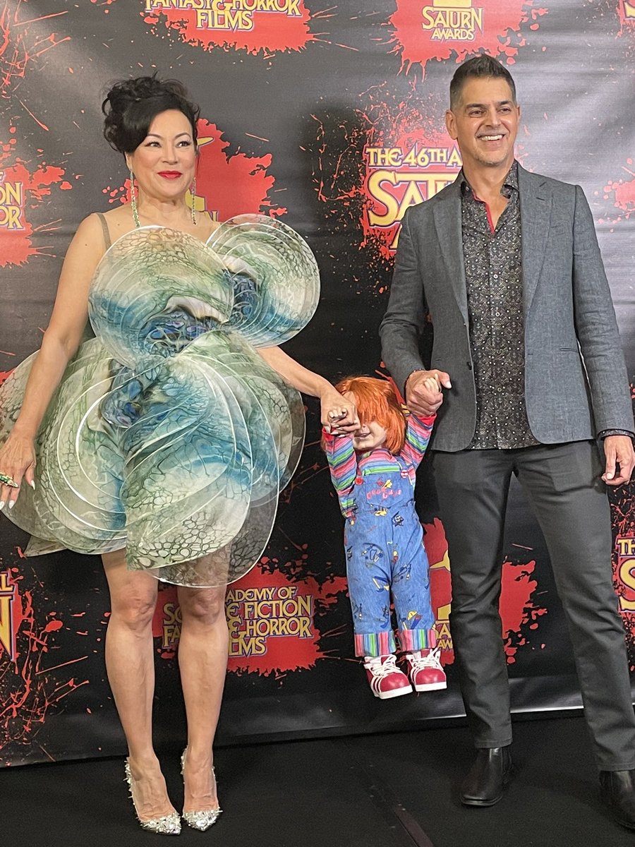 . <a href="/JenniferTilly/">Jennifer Tilly</a> &amp; <a href="/RealDonMancini/">Don Mancini</a> with #chucky at the <a href="/SaturnAwards/">The Official Saturn Awards</a>! #SaturnAwards