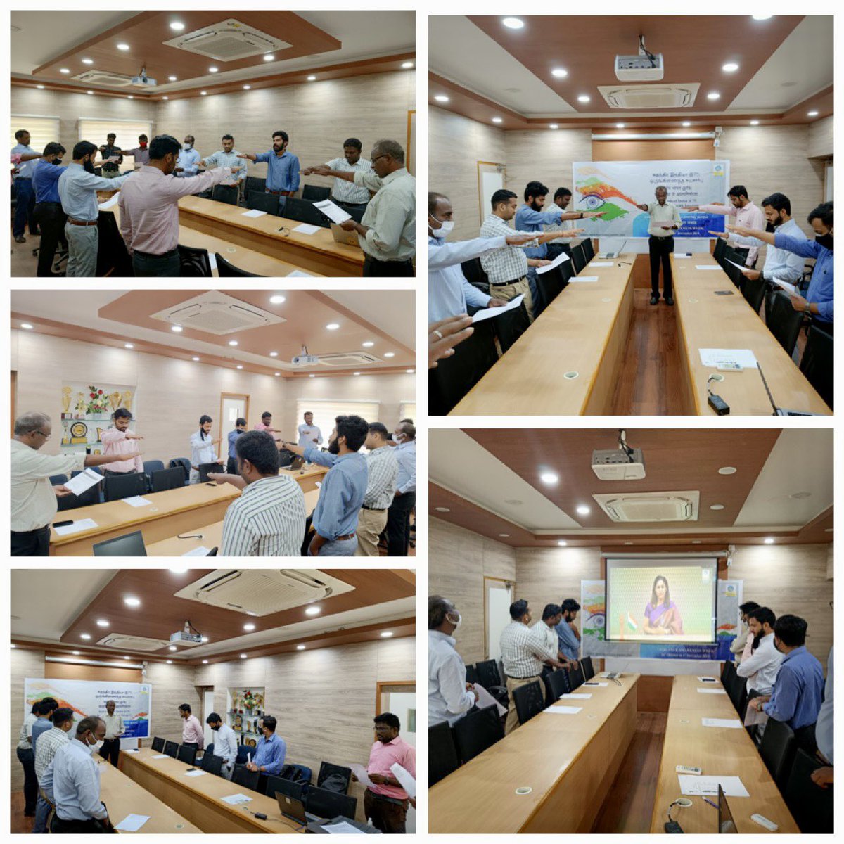 BpclMadurai's tweet photo. Integrity Pledge taken at Madurai Retail Territory Office on the occasion of Vigilance Awareness Week which will be observed from 26.10.2021 to 02.11.2021. #IndependentIndia@75 #SelfReliancewithIntegrity @BPCLimited https://t.co/bfAIQwAqw9