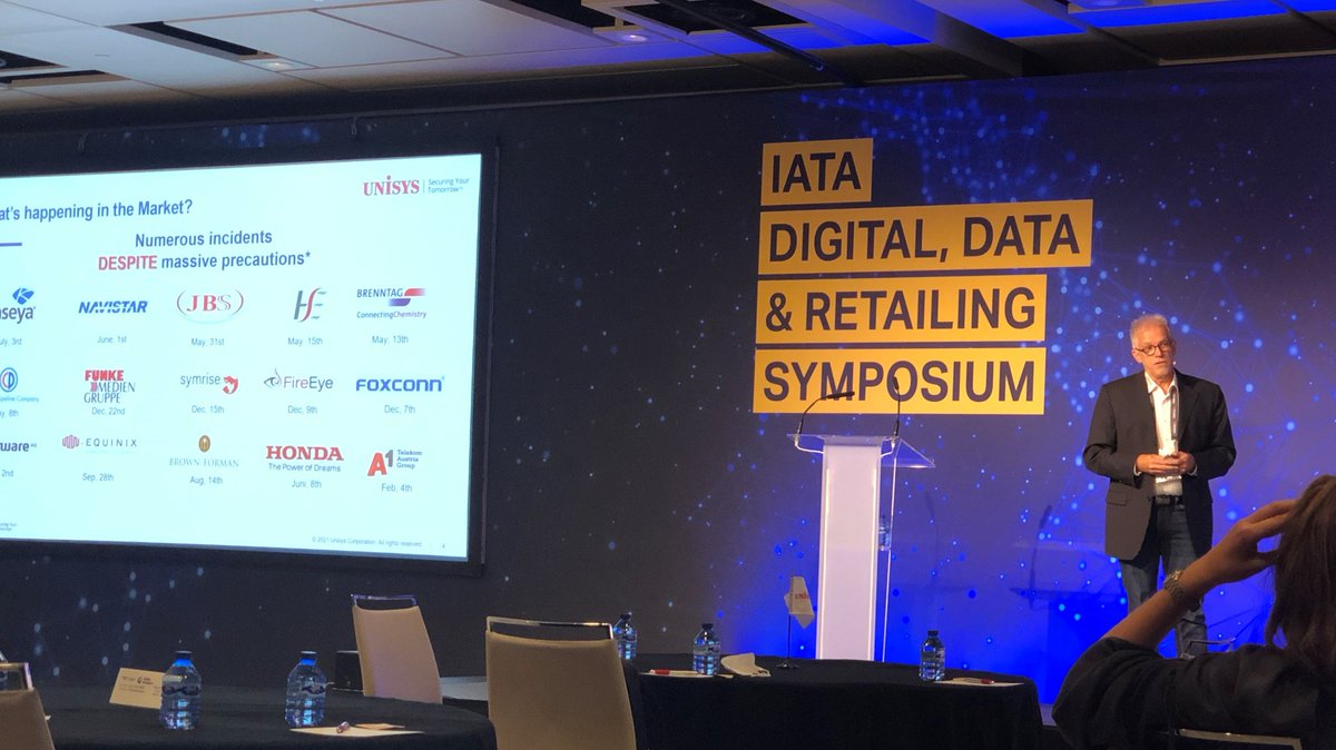 Unisys_Travel's tweet photo. Martin Ninnemann delivers the #Cybersecurity Threat keynote, “Zero Trust security: Multi-layered protection against cyber-threats.” Stop by the Unisys booth to learn how Unisys is protecting #airline passenger data. https://t.co/jJqPEwUC9S

#IATADDRS @IATA https://t.co/WQiKGWQtWs