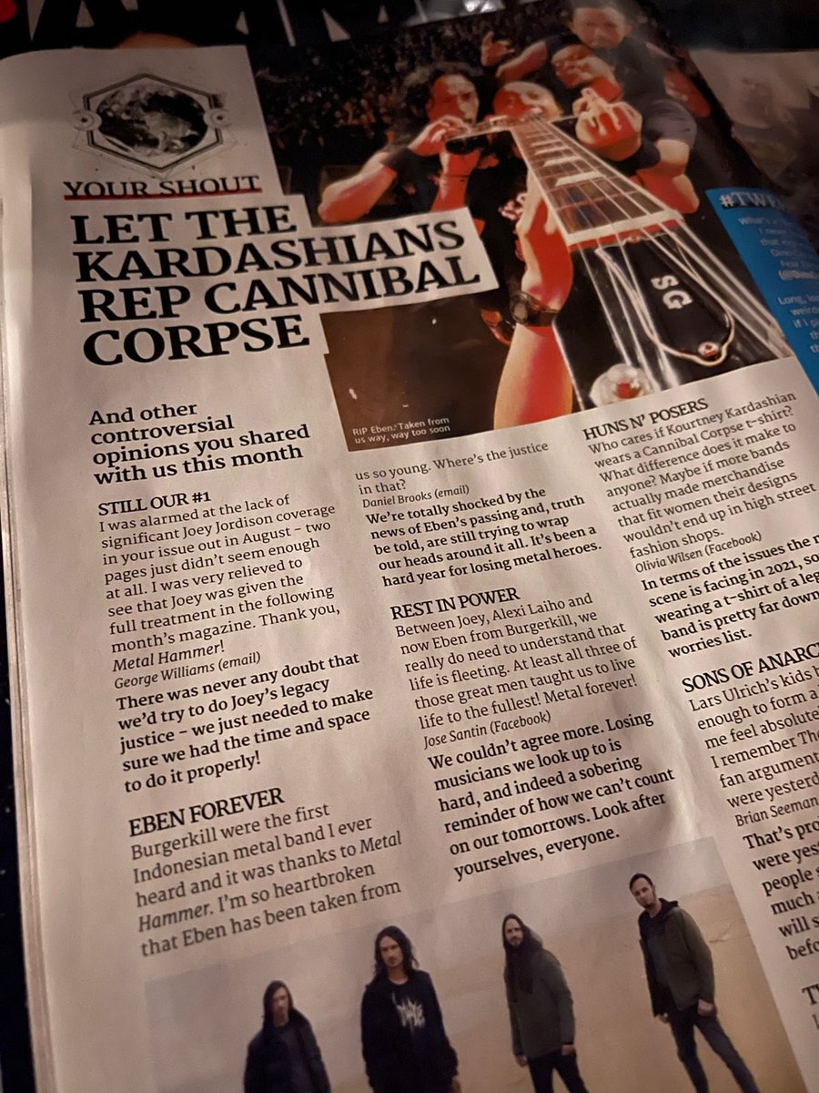 <a href="/MetalHammer/">Metal Hammer</a> ‘s latest issue. 

S/O to <a href="/Dom_Lawson/">Dom Lawson</a> for the tribute pages🖤
#ebenforever