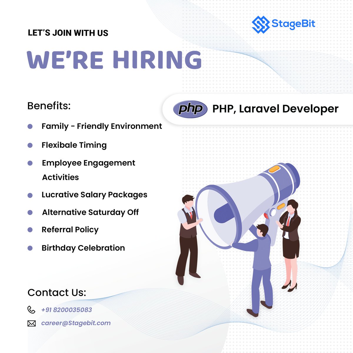 stagebitcom's tweet image. Hello #Folks,
#Positions : #PHP_Laravel #developers
#Experience : 0-5 years
#Vacancy : 05
Share CV on career@stagebit.com
#whatsapp : 8200035083
Job Location : #Near_INS_Hospital #Surat Only
#jobopening #urgenthiring #react #iOS #android #softnoesis #references #candidates