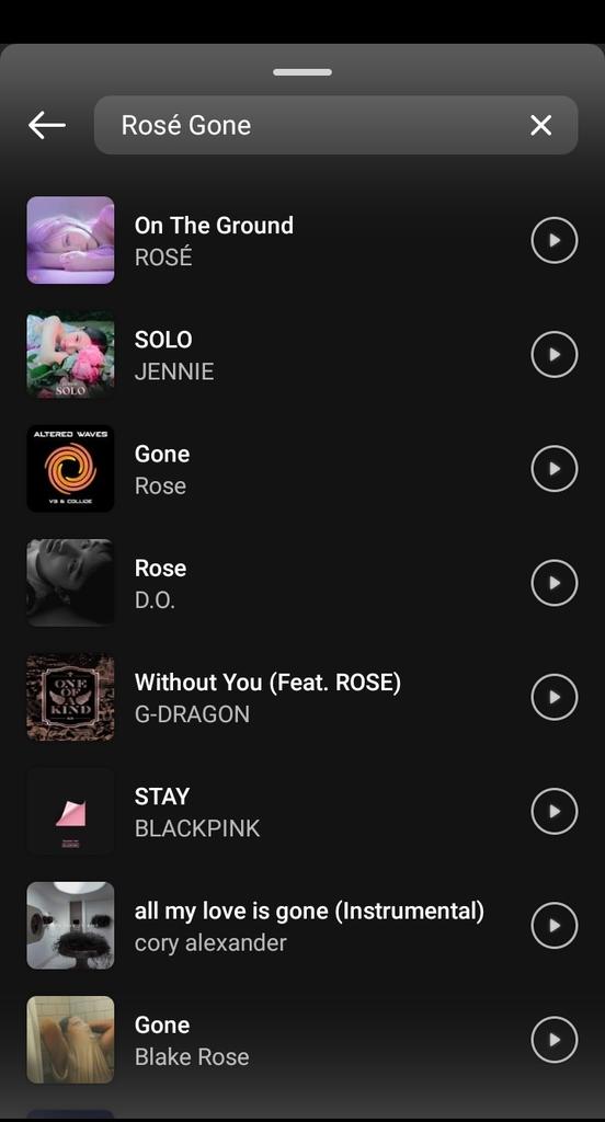 STATUESQUE_RS's tweet photo. Rosé's Gone is not available on Instagram music? No way 🥺 https://t.co/iLgNdSTT9i