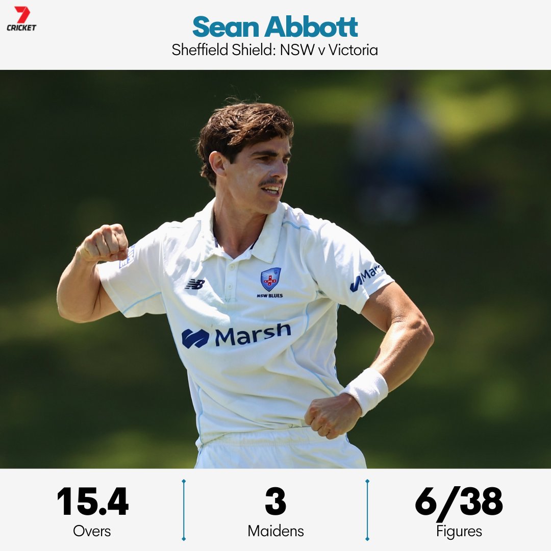 Sean Abbott with a bag of SIX wickets - including all the top five Victorians - for @CricketNSWBlues 😮 #SheffieldShield
