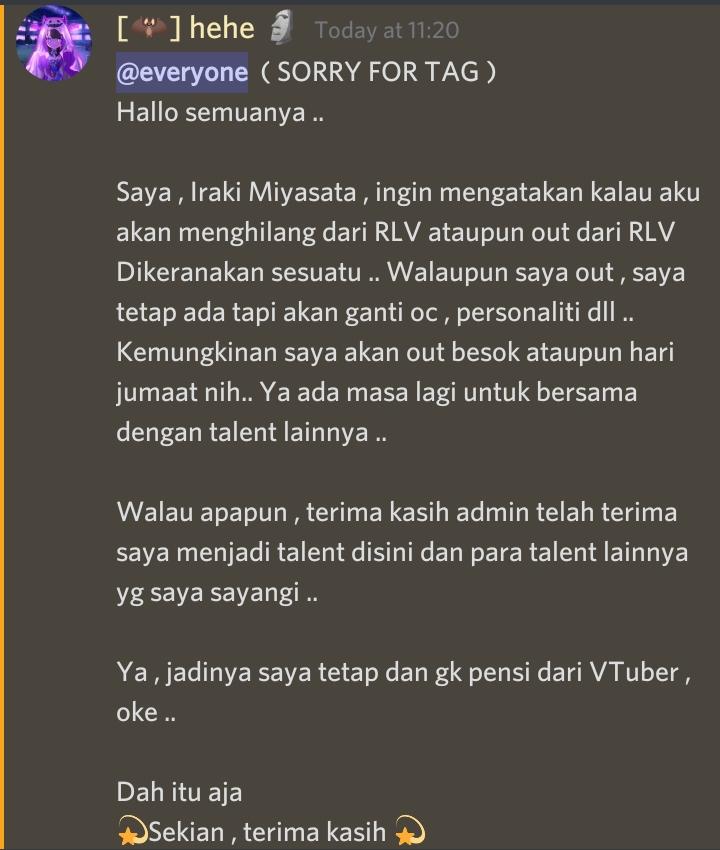 IMiyasata's tweet photo. :)
Full on my IG post ( https://t.co/OVcbW3vkH9 )
Thank you RLV , my Lovely agency
#Vtubers #MalaysiaVtuber #MyVt #IrakiMiyasata #Irinfo #Risinglive_MY #GoodbyeRLV https://t.co/rZp3QbrgEP