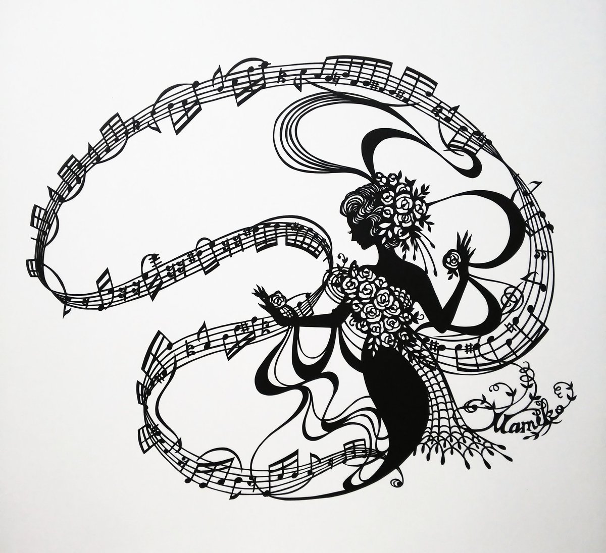 artkinnsuzu's tweet photo. 切り絵 #エリーゼのために 
オリジナルで楽譜を切ってみました🎶

#芸術の秋twitter一次創作展覧会 
#芸術の輪
#創作の狼煙
#artilljp
#アートのある暮らし
#ギャラリー
#切り絵
#artwork https://t.co/CyYgSBi8He