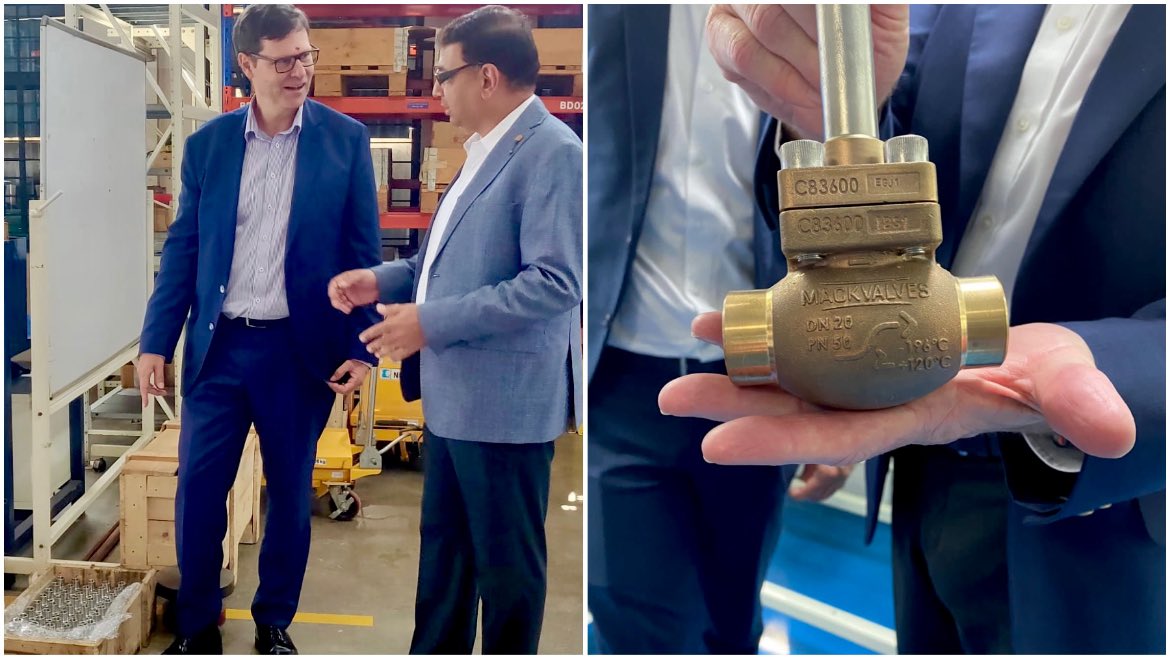 AusCG_Mumbai's tweet photo. World class ๐ฆ๐บ manufacturing here in #Pune! Great to visit #mackvalves. Supplying critical equipment to hospitals and industry across ๐ฎ๐ณ - PT https://t.co/GCiuK6dEE6
