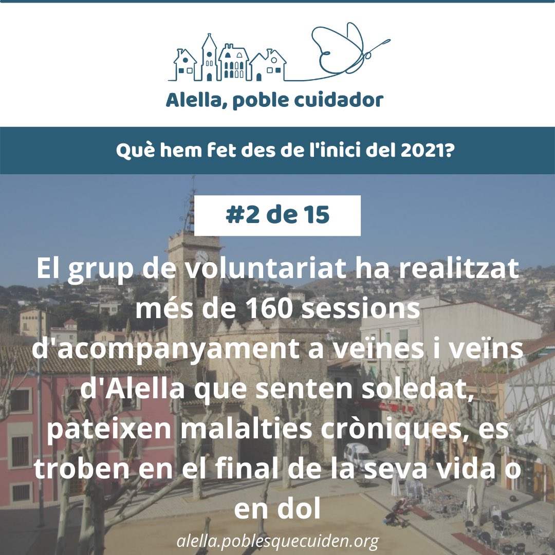 alellacuidadora's tweet photo. US EXPLIQUEM QUÈ HEM FET! #2de15

Des que vam engegar 'Alella, poble cuidador', el Grup de Voluntariat ja ha realitzat més de 160 sessions d'acompanyament! 

1000 gràcies als que ho fet possible!💜

Llegeix l’avaluació de la nostra tasca a https://t.co/NfdAa0TpV3

@ajalella https://t.co/7dn99zVGPl