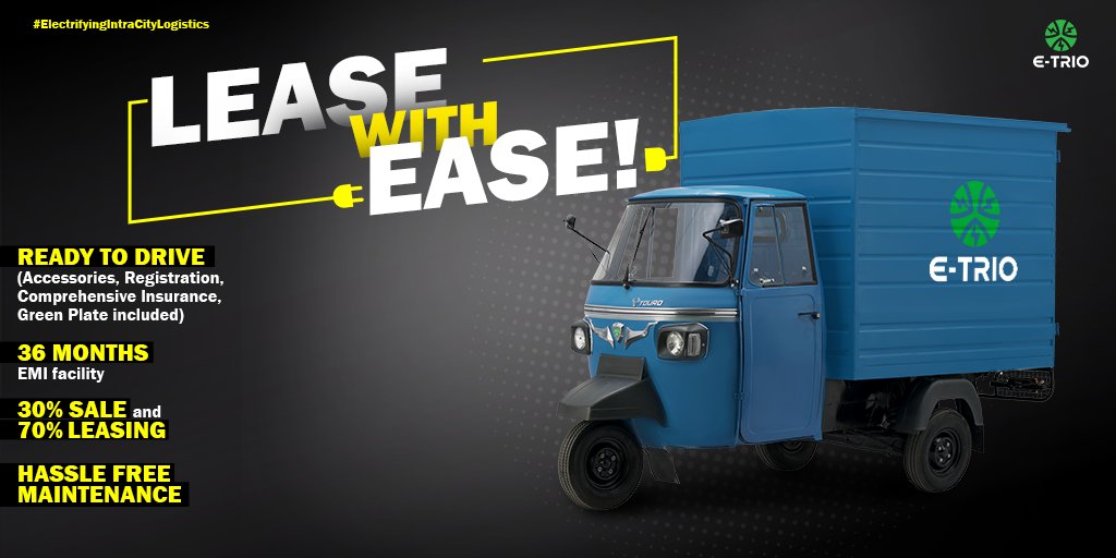 Etrio (@etrioautomobile) on Twitter photo Etrio has been the pioneer in the EV ecosystem and has many firsts to its credit. We have been one of the first to start the lease programmes of our brand-new electric three-wheelers as well.
To know more contact us at hello@etrio.in
#Solid #EVforAll #drivemoresavemore Etrio has been the pioneer in the EV ecosystem and has many firsts to its credit. We have been one of the first to start the lease programmes of our brand-new electric three-wheelers as well.
To know more contact us at hello@etrio.in
#Solid #EVforAll #drivemoresavemore