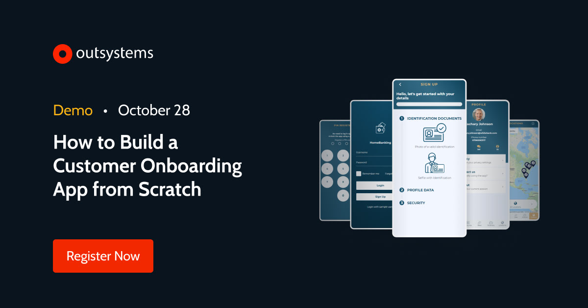 Can your onboarding #apps keep up with the expectations of your customers? Join this upcoming demo to see how you can quickly build a new customer onboarding app from scratch with the #OutSystems platform. Register here: outs.so/AB5AF4