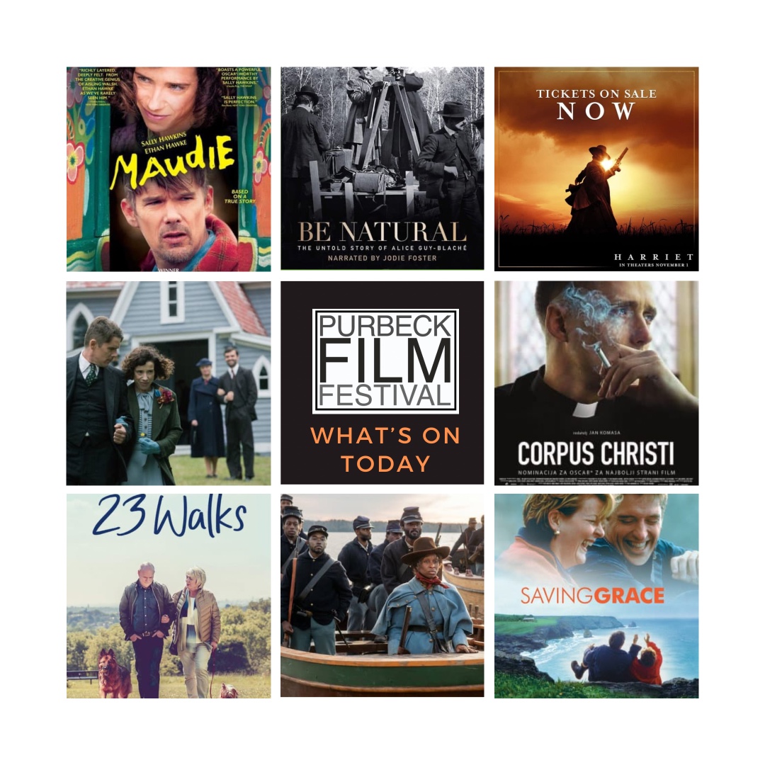 purbeckfilm's tweet photo. Today at the festival:

@mowlemtheatre 
Harriet
Maudie

@REXWAREHAM 
Corpus Christi

@LighthousePoole 
Be Natural: The Untold Story of Alice Guy-Blaché

@HolmeForGardens 
23 Walks 🍴

#WestLulworthVillageHall
Saving Grace

🎟  https://t.co/xr0kTs8pCA https://t.co/Y8cs05yKhC