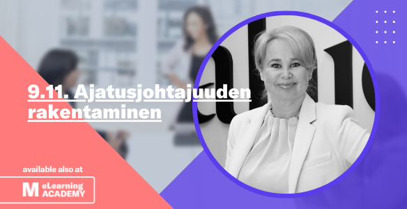 Mitä ajatusjohtajuus tarkoittaa ja miten sitä voi hyödyntää organisaation strategiassa? Ahjon strategi <a href="/eva_torra/">Eva Torra</a> kertoo <a href="/marketing_fin/">Marketing Finland</a> järjestämässä webinaarissa 9.11.2021 klo 10.00–11.30. 

Ilmoittaudu webinaariin tästä: marketingfinland.fi/kauppa/koulutu…

#ajatusjohtajuus #webinaari