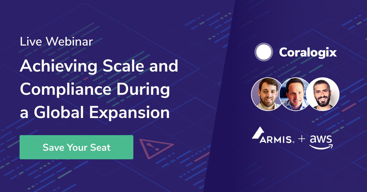 Coralogix's tweet photo. Join us, alongside @ArmisSecurity and @awscloud
 on November 4th at 11 am PT (2 pm ET) as we discuss how to achieve scalability and compliance during a global expansion.

Reserve your spot here: https://t.co/xqxmSyyy7Z https://t.co/43BudnVM4O