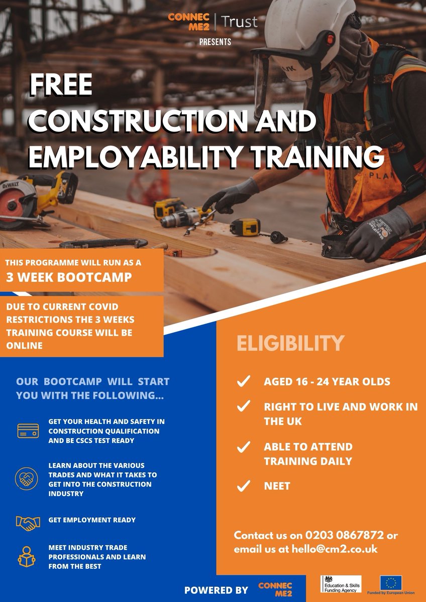 Are you aged 16-24 and want to get into #construction then look no further than the information below 
<a href="/thlocaloffer/">Local Offer</a> <a href="/TH_IASS/">Tower Hamlets & City SEND IASS</a> <a href="/parent_send/">SEND Parent Ambassadors</a> <a href="/GatewayHousing/">Gateway Housing</a> @PoplarHARCA <a href="/Bromley_by_Bow/">BromleybyBow Centre</a> <a href="/TowerProjectE1/">TowerProject</a>